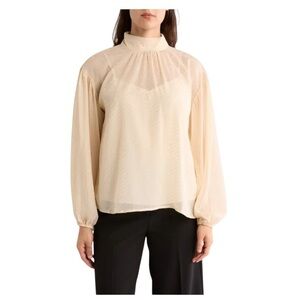 Sanctuary Sheer Volume Metallic Top, Size Medium NWT